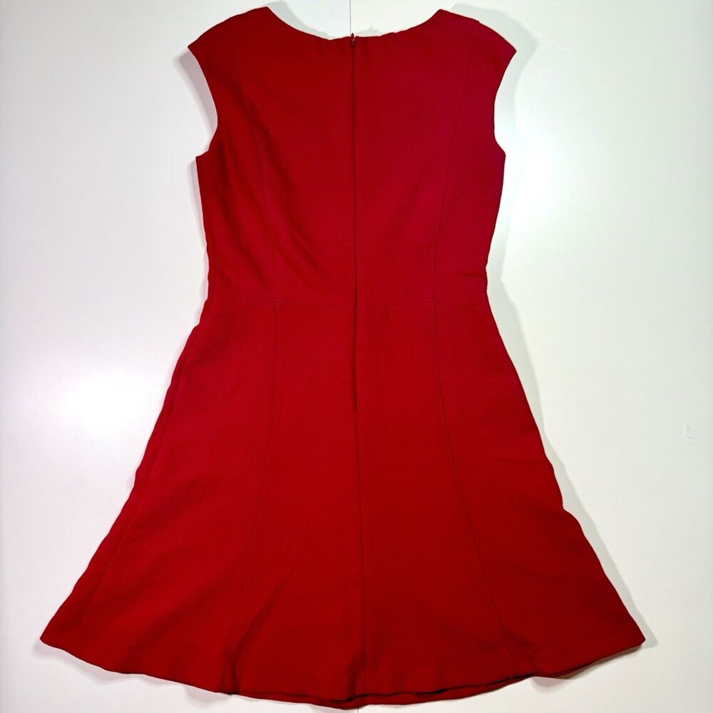 Chaps Ralph Lauren Cherry Red Sleeveless Midi Fit & Flare Zip Close Dress Size 6 - Picture 6 of 10